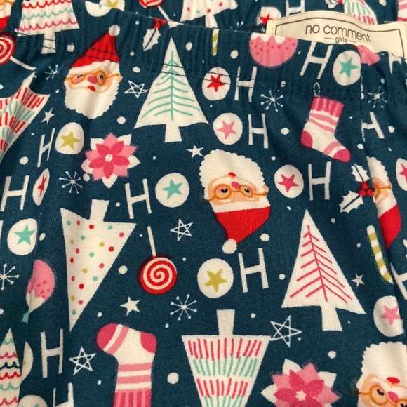 NWT girl size large/14 Christmas leggings with Santa trees and ho ho ho - Picture 3 of 4